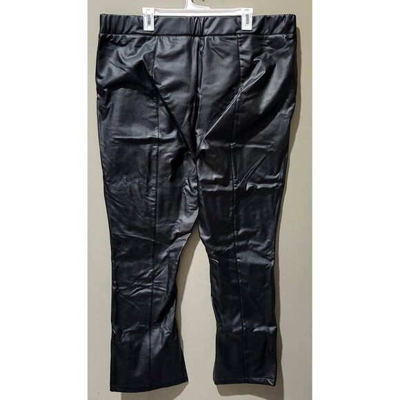 A New Day Size 2X High Waist Faux Black Leather Slim Fit Stretch Lined Leggings - Picture 4 of 8